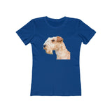Lakeland Terrier Women's Slim Fit Ringspun Cotton T-Shirt (Colors: Solid Royal)