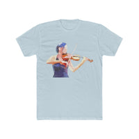 Violin 'The Bowist' Men's Fitted Cotton Crew Tee (Color: Solid Light Blue)