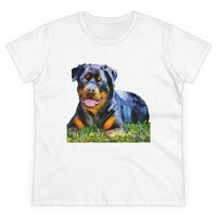Rottweiler 'Lina; Women's Midweight Cotton Tee (Color: White)