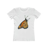 Monarch Butterfly - Women's Slim FIt Ringspun Cotton T-Shirt (Colors: Solid White)