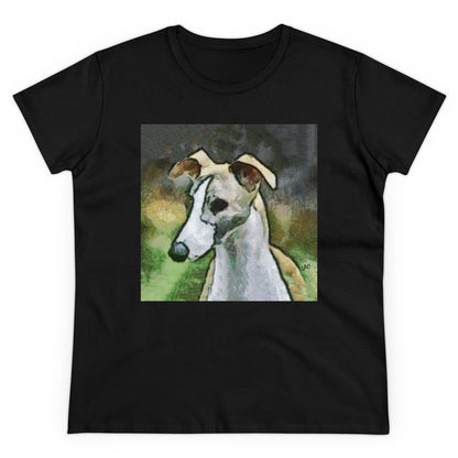 Whippet 'Simba #2' Women's Midweight Cotton Tee (Color: Black)
