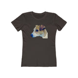 Parson Jack Russell Terrier - Women's Slim Fit Ringspun Cotton T-Shirt (Colors: Solid Dark Chocolate)