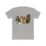 King Charles Spaniels 'Cavalier Club' Men's Fitted Cotton Crew Tee (Color: Solid Light Grey)
