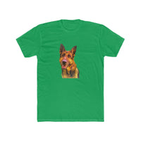 German Shepherd 'Bayli' Men's Fitted Cotton Crew Tee (Color: Solid Kelly Green)