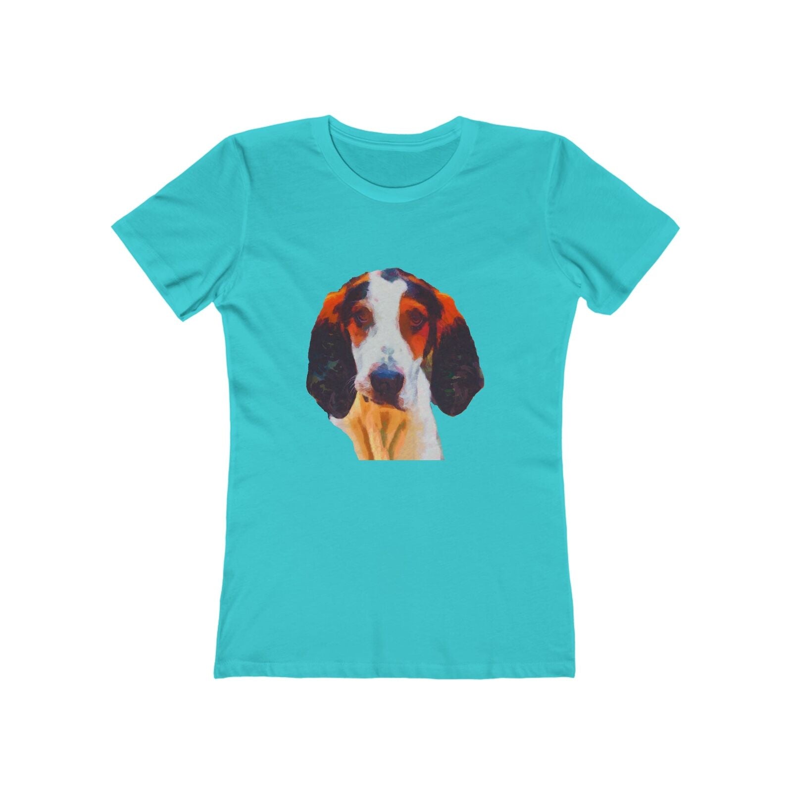 Treeing Walker Coonhound - Women's Slim Fit Ringspun Cotton T-Shirt (Colors: Solid Tahiti Blue)