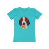 Treeing Walker Coonhound - Women's Slim Fit Ringspun Cotton T-Shirt (Colors: Solid Tahiti Blue)