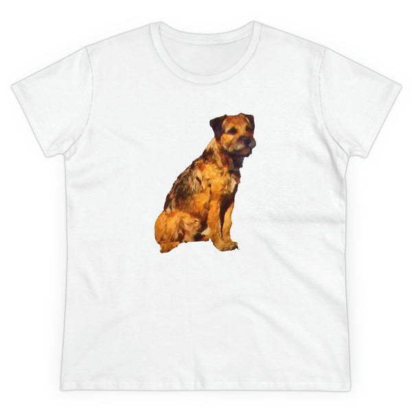 Border Terrier 'Andrew' Women's Midweight Cotton Tee (Color: White)