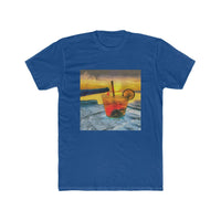 Happy Hour on Sifnos (Greece)- Men's Fitted Cotton Crew Tee (Color: Solid Royal)