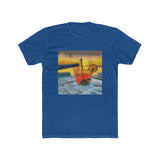 Happy Hour on Sifnos (Greece)- Men's Fitted Cotton Crew Tee (Color: Solid Royal)