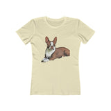 Boston Terrier 'Seely' - Women's Slim Fit Ringspun Cotton T-Shirt (Colors: Solid Natural)