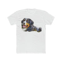 Bernese Mountain Dog - Men's Fitted Cotton Crew Tee (Color: Solid White)