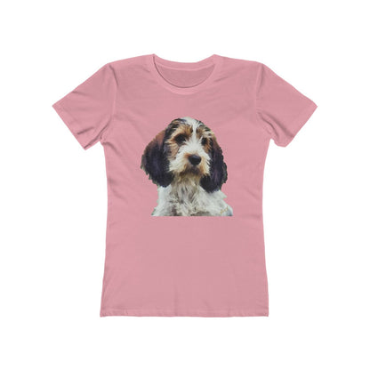 Petit Basset Griffon Vendeen Women's Slim FIt Ringspun Cotton T-Shirt (Colors: Solid Light Pink)