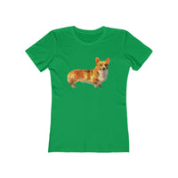 Pembroke Welsh Corgie Women's Slim Fit Ringspun Cotton T-Shirt (Colors: Solid Kelly Green)