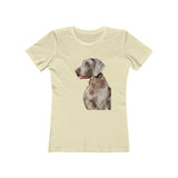 Weimaraner 'Rocky' Women's Slim Fit Ringspun Cotton T-Shirt (Colors: Solid Natural)