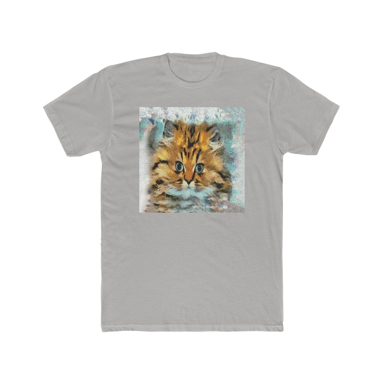 Fat Cat - Men's Fitted Cotton Crew Tee (Color: Solid Light Grey)