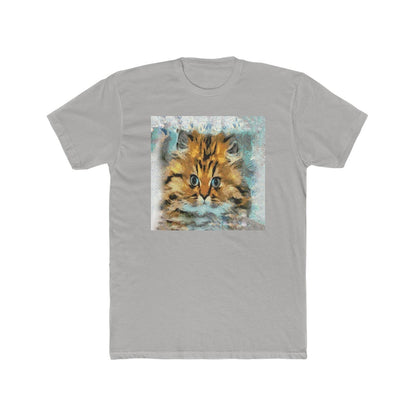 Fat Cat - Men's Fitted Cotton Crew Tee (Color: Solid Light Grey)