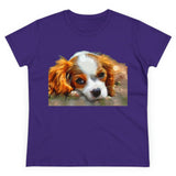 King Charles Spaniel 'Puppy #2' Women's Midweight Cotton Tee (Color: Purple)
