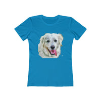 Great Pyrenees  Women's Slim Fit Ringspun Cotton T-Shirt (Colors: Solid Turquoise)
