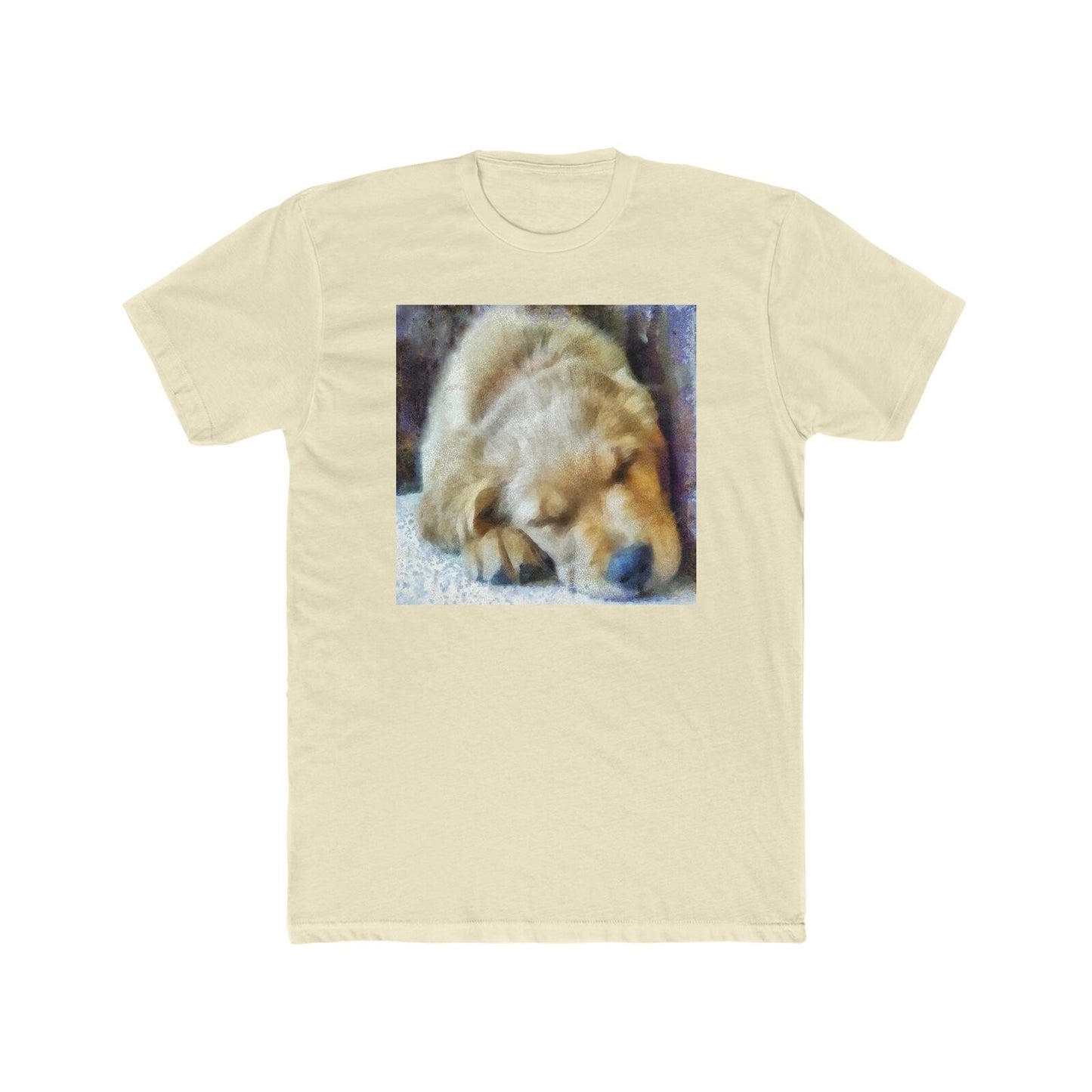 Golden Retriever 'Zuko'  Men's Fitted Cotton Crew Tee (Color: Solid Natural)