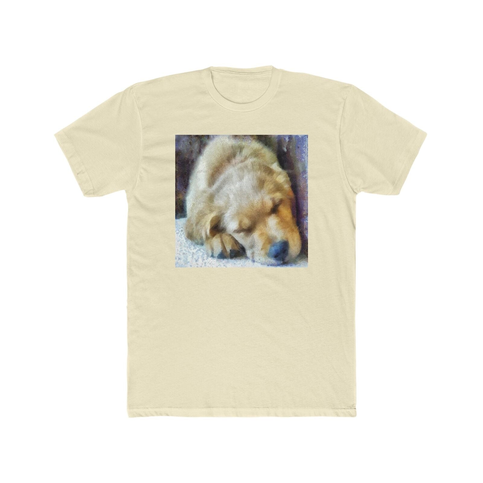 Golden Retriever 'Zuko'  Men's Fitted Cotton Crew Tee (Color: Solid Natural)