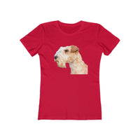 Lakeland Terrier Women's Slim Fit Ringspun Cotton T-Shirt (Colors: Solid Red)