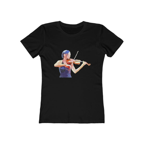 Violin 'The Bowist' - Women's Slim Fit Ringspun Cotton T-Shirt (Colors: Solid Black)