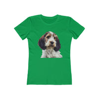 Petit Basset Griffon Vendeen Women's Slim FIt Ringspun Cotton T-Shirt (Colors: Solid Kelly Green)