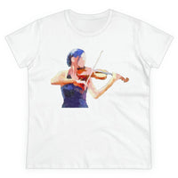 Violinist 'The Bowist' Women's Midweight Cotton Tee (Color: White)
