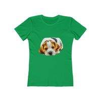 English Foxhound 'Sasha' Women's Slim Fit Ringspun Cotton T-Shirt (Colors: Solid Kelly Green)