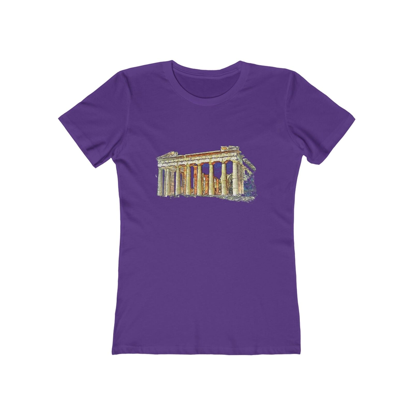 Parthenon - Ancient Greece - Women's Slim Fit Ringspun Cotton T-Shirt (Colors: Solid Purple Rush)