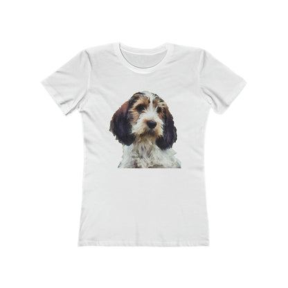 Petit Basset Griffon Vendeen Women's Slim FIt Ringspun Cotton T-Shirt (Colors: Solid White)