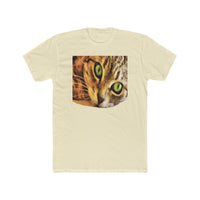 Wide-Eye Cat - Men's Fitted Cotton Crew Tee (Color: Solid Natural)