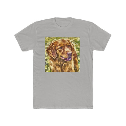 Nova Scotia Duck Tolling Retriever - Men's Fitted Cotton Crew Tee (Color: Solid Light Grey)