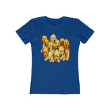 Golden  Retriever Puppies -Women's Slim Fit Ringspun Cotton T-Shirt (Colors: Solid Royal)