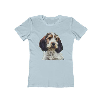Petit Basset Griffon Vendeen Women's Slim FIt Ringspun Cotton T-Shirt (Colors: Solid Light Blue)