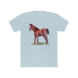 Horse 'Contata' - Men's Fitted Cotton Crew Tee (Color: Solid Light Blue)