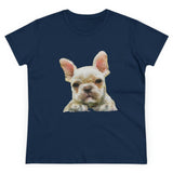 French Bulldog 'Bouvier' Women's Midweight Cotton Tee (Color: Navy)