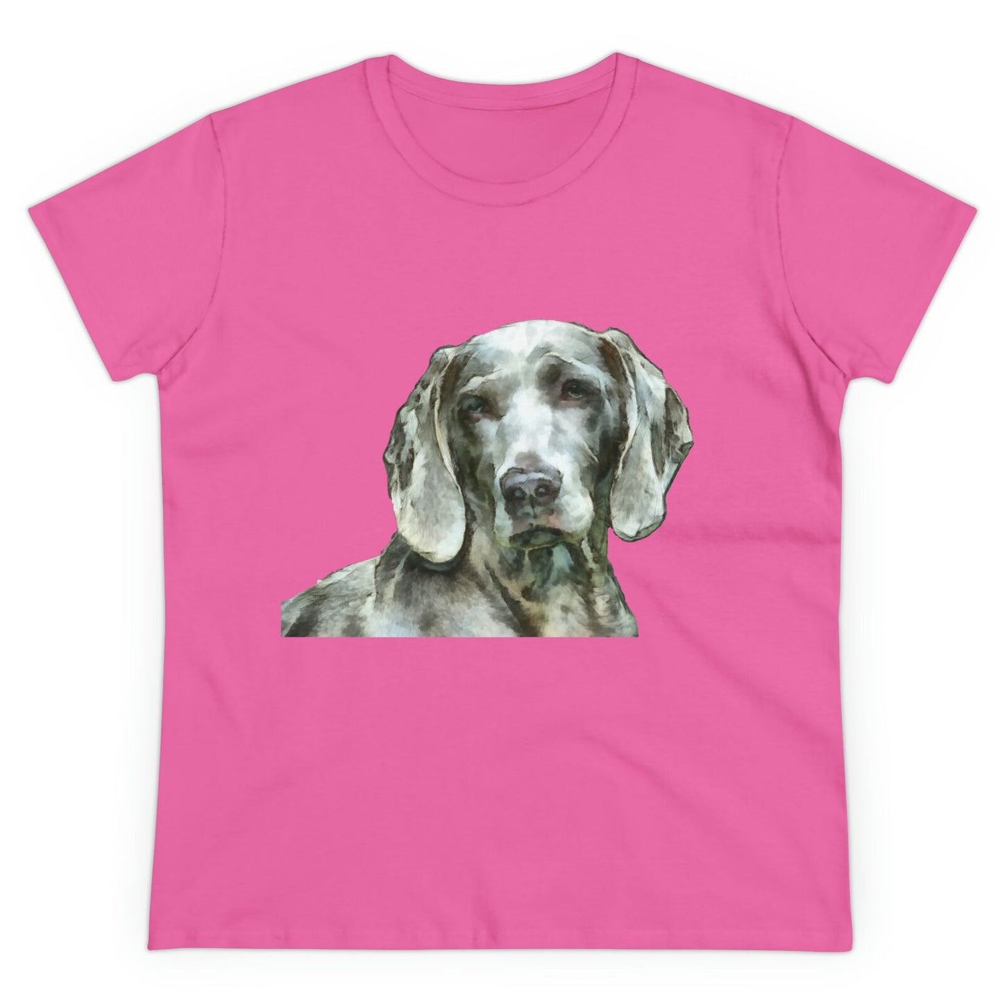 Weimaraner 'Greyson' Women's Midweight Cotton Tee (Color: Azalea)