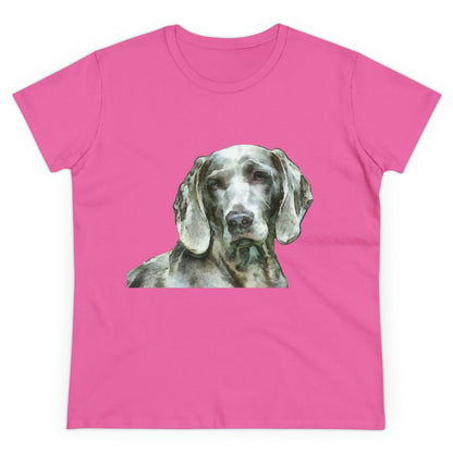 Weimaraner 'Greyson' Women's Midweight Cotton Tee (Color: Azalea)