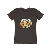 English Foxhound 'Sasha' Women's Slim Fit Ringspun Cotton T-Shirt (Colors: Solid Dark Chocolate)