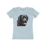 Labrador Retriever 'Rizzo' Women's Slim Fit Ringspun Cotton T-Shirt (Colors: Solid Light Blue)