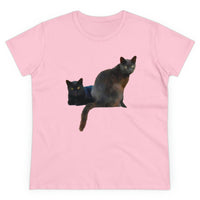 Cats of Greece 'Sifnos Sisters' Women's Midweight Cotton Tee (Color: Light Pink)