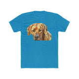 Rhodesian Ridgeback 'Zulu' Men's Fitted Cotton Crew Tee (Color: Solid Turquoise)