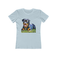 Rottweiler 'Lina' Women's Slim Fit Ringspun Cotton T-Shirt (Colors: Solid Light Blue)