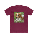 Welsh Springer Spaniel Men's Fitted Cotton Crew Tee (Color: Solid Cardinal Red)