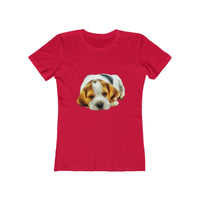 English Foxhound 'Sasha' Women's Slim Fit Ringspun Cotton T-Shirt (Colors: Solid Red)