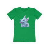 Norwegian Buhund - Women's Ringspun Slim Fit Cotton T-Shirt (Color: Solid Kelly Green)