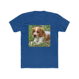 Welsh Springer Spaniel Men's Fitted Cotton Crew Tee (Color: Solid Royal)