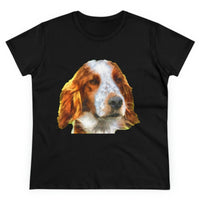 Irish Red & White Setter  Women's Midweight Cotton Tee (Color: Black)