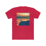 Kastro Sunset (Sifnos, Greece) Men's Fitted Cotton Crew Tee (Color: Solid Red)